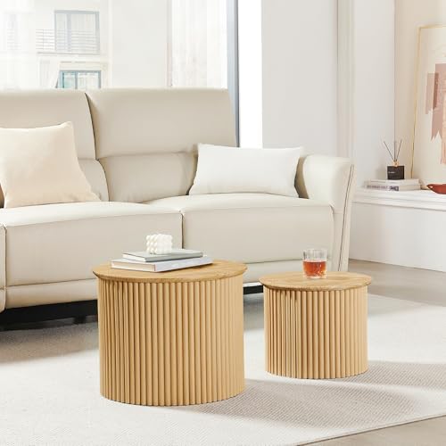 Fluted Round Nesting Coffee Table Set of 2 (2 Count)