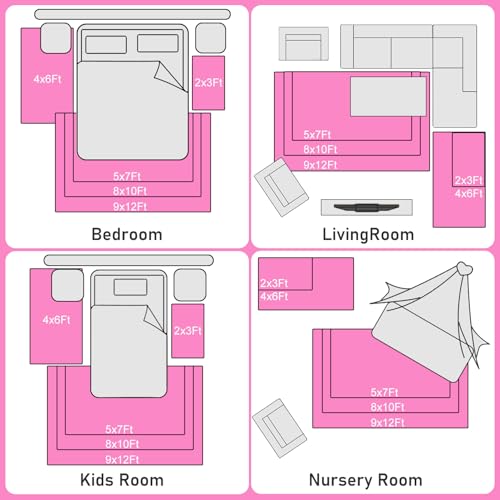 Ultra Soft Fluffy Hot Pink Rugs for Bedroom