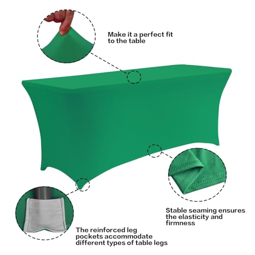 8FT Table Cloth for Rectangular Spandex Emerald Green Table Cover