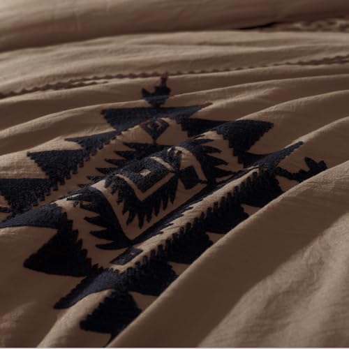 Embroidery Full Size Comforter Set 7 Pieces Brown Bed in a Bag