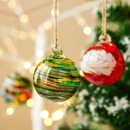 6Pcs Hand Blown Glass Ornament Balls 2.3'' Hanging Witches Ball Gazing Ball (6 Count)