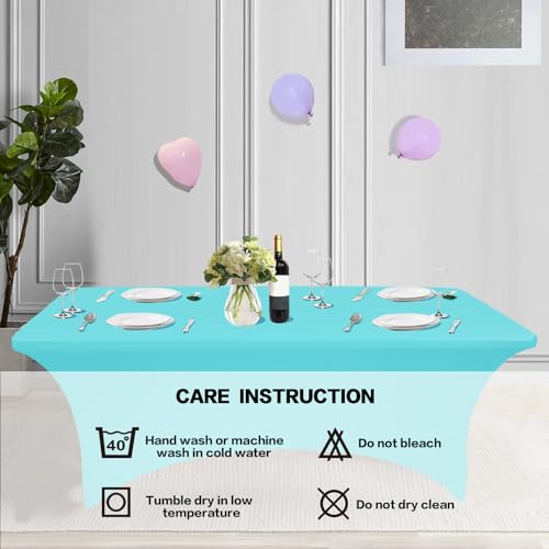 2 Pack 8FT Table Cloth for Rectangular Spandex Blue Mist Cover (2 Count)
