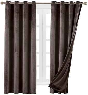 Cherry Home Set of 2 Blackout Velvet Drapes Room Darkening Curtains Panel Grommet Drapery, 52 by 63-Inch, Chocolate Brown(2 Panels) Theater| Bedroom| Living Room| Hotel