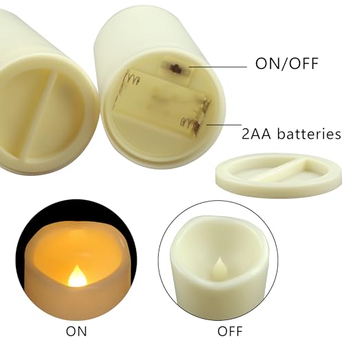 Outdoor Battery Operated Flameless LED Candles with Timer D3”xH4” 2 PCS (2 Count)