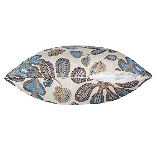 Set of 2 Jacquard Tropical Leaf Pattern Throw Pillow Covers Decorative Pillowcase 20x20 Inches (2 Count)