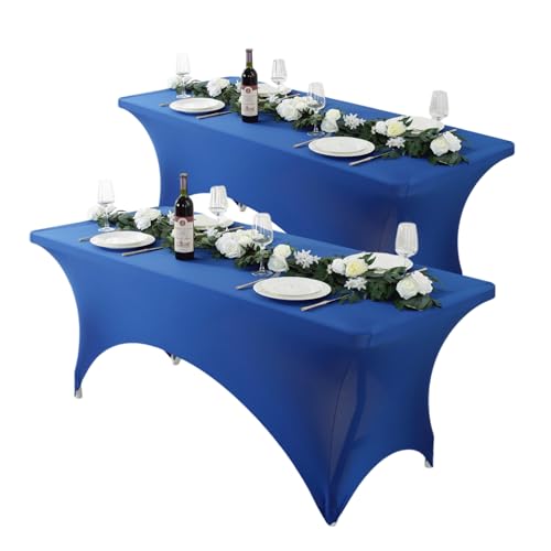 2 Pack 8ft Royal Blue Spandex Tablecloth