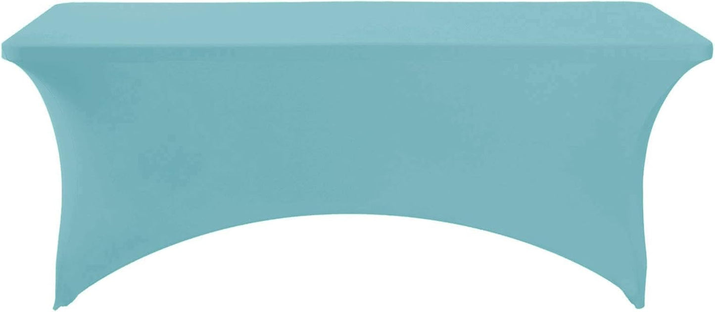 Spandex Table Cover for 6Ft or 4fT or 8ft Table Universal Fitted Stretch Tablecloth for Party, Banquet, Wedding and Events-Aqua