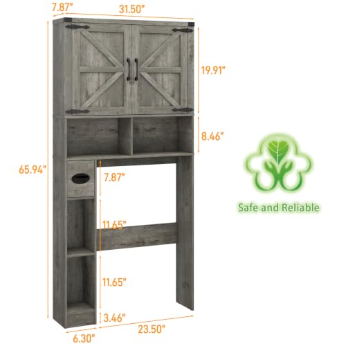 Over The Toilet Storage Cabinet with 2 Barn Doors