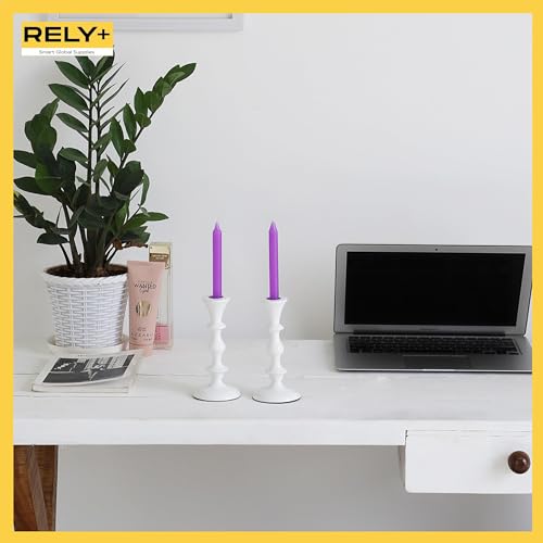 White Metal Taper Candle Holders Set of 2