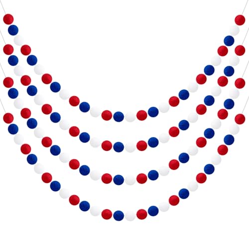 4 Pack 26.3 Feet Colorful Pom Pom Garland Decorations