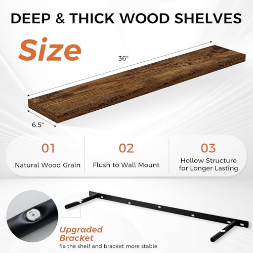 36Inch Floating Shelves for Wall 2 Pack Wood Shelves for Kitchen (2 Count)
