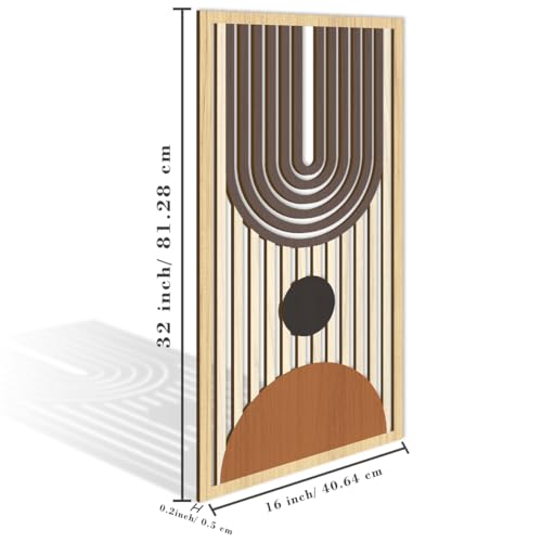 Mid Century Modern Decor 16x32 Inch Large Boho Wood Wall Art Abstract Wooden Wall Decor Minimalist Bohemian Orange Artwork for Living Room Bedroom Office Set of 3 (3 Count)