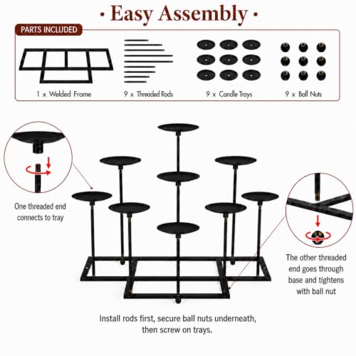 Pillar Fireplace Candle Holder for Inside Fireplace (9 Count)