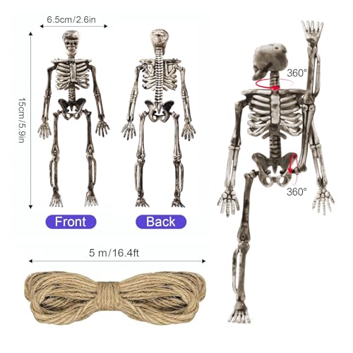 16Pcs 6" Halloween Mini Plastic Skeleton Figurines Decorations Set (16 Count)