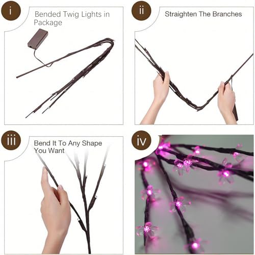 Battery Lighted Decorative Cherry Blossom Branches Lights