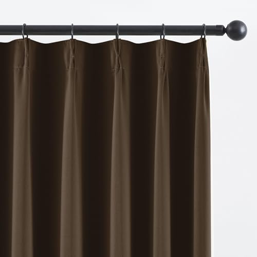 Brown Pinch Pleat Blackout Curtains 72 inch Length (2 Count)