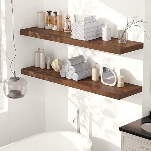 48 x 12 Deep Floating Shelves Wall Mounted Set of 1 Walnut