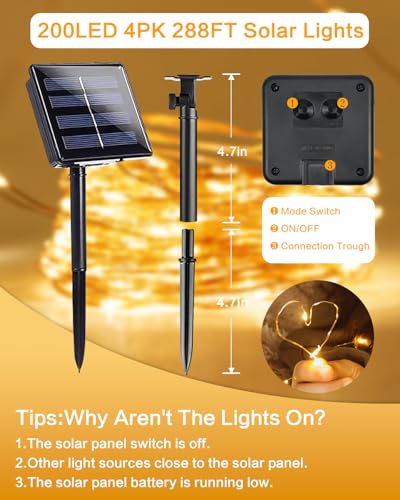 Solar String Lights Outdoor (4 Count)