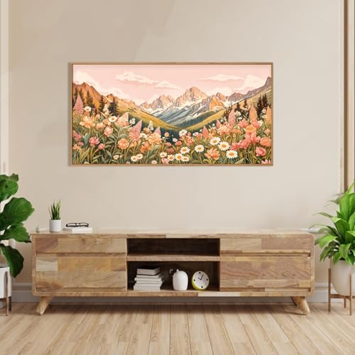 Large Abstract Colorful Mountain Framed Canvas Wall Art
