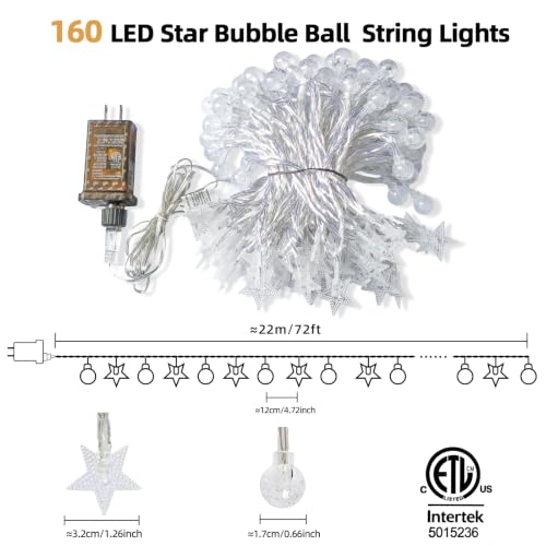 Crystal Globe & Star String Lights Plug in (160 Count)