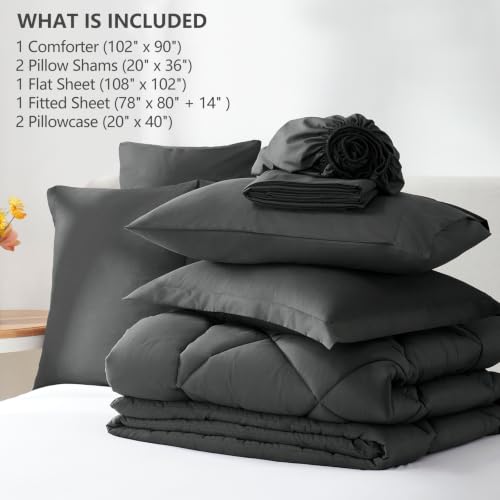 King Size Comforter Set Dark Grey