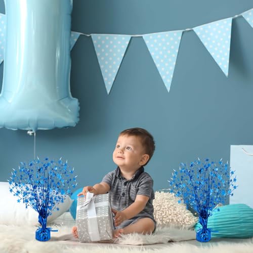 18 Pcs Table Centerpiece for Party Blue Star Table Decoration Metallic Foil Spray Centerpiece for Birthday 4th of July 250th Anniversary Party Decorations