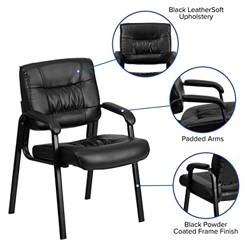 Haeger LeatherSoft Tufted Executive Reception Chair with Padded Armrests