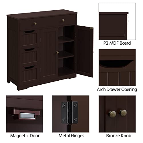Bathroom Floor Cabinet with 3 Small Drawers
