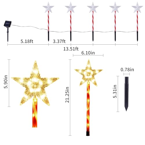 Solar Christmas Star Pathway Lights Outdoor Decorations (10 Count)
