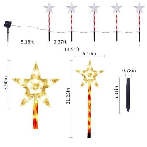 Solar Christmas Star Pathway Lights Outdoor Decorations