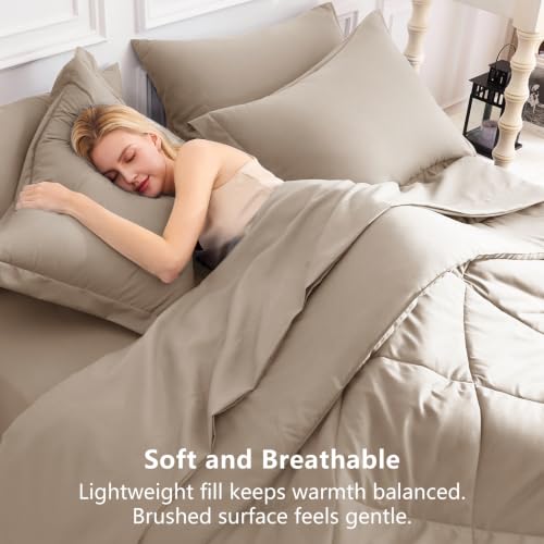 Queen Comforter Set with Sheets Khaki