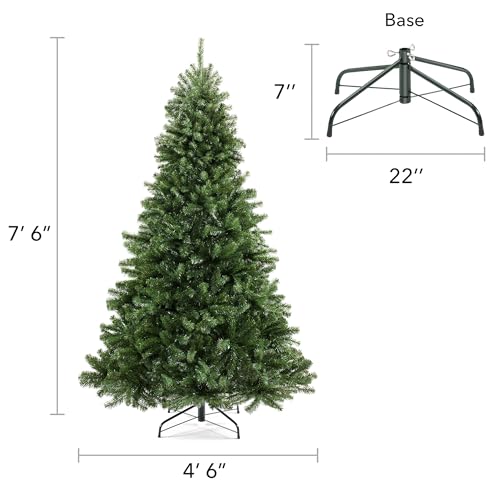 7.5FT Realistic Green Spruce Unlit Artificial Holiday Christmas Tree with Sturdy Metal Stand