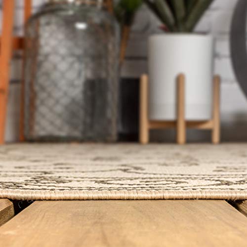 Vintage Filigree Indoor Outdoor Square Area Rug 8X8 Beige