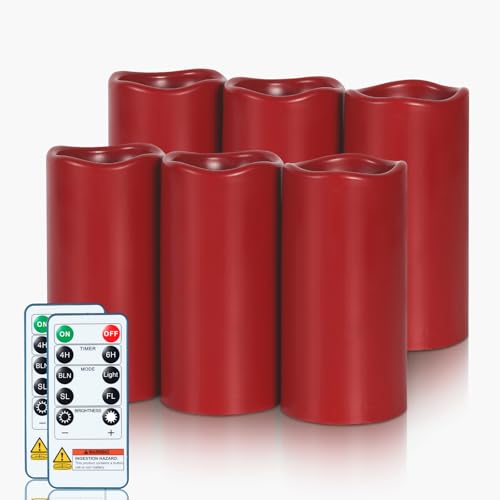 3"x6" Red Flameless Candles with Remote (6 Count)