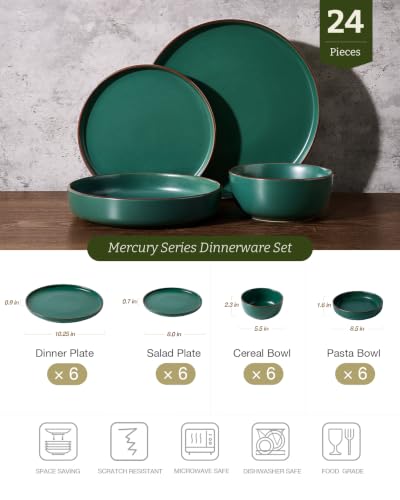 Mercury 24 Piece Stoneware Plates and Bowls