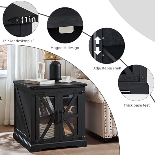 24'' End Table Set 2 with Charger for Living Room (2 Count)