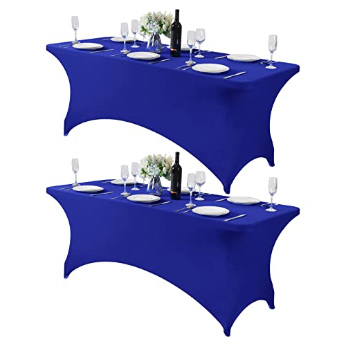 2Pack Spandex Table Cover for 6Ft or 4fT or 8ft Table Universal Fitted Stretch Tablecloth for Party (2 Count)