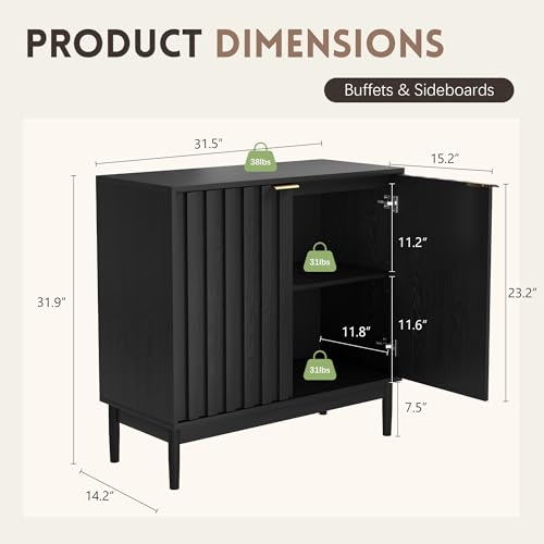 Fluted Buffet Cabinet with Storage