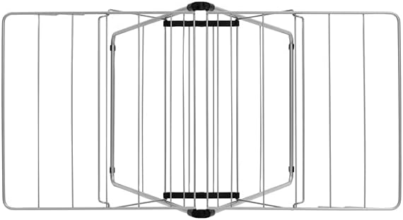 Brabantia HangOn Compact Clothes Drying Rack | 49ft (15m) | Metallic Gray | Small Indoor Clothes Airer Laundry Stand with 2 Fold-out Wings & Hanger Hooks, Folds Flat, Ideal for Condos | Fits Full Load