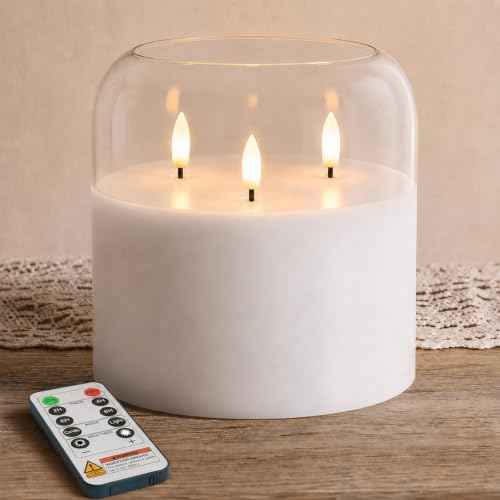 Pure White Large Glass Flameless LED Candle
