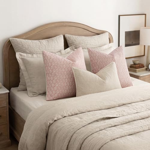 Decorative Floral Print Throw Pillow Covers 20×20 Light Pink (2 Count)