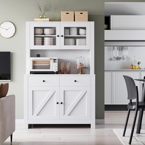 Kitchen Pantry Cabinet with Microwave Stand