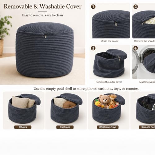 Round Stuffed Pouf Ottoman