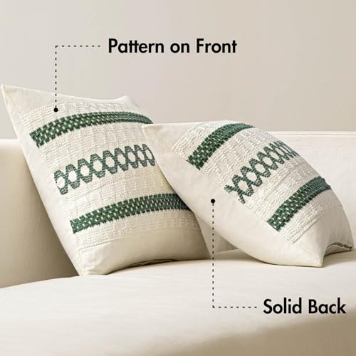 Set of 2 Dark Green Boho Christmas Decorative Pillow Covers 20x20 Inch (2 Count)