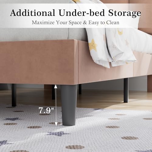 Twin Size Bed Frame with Upholstered Headboard