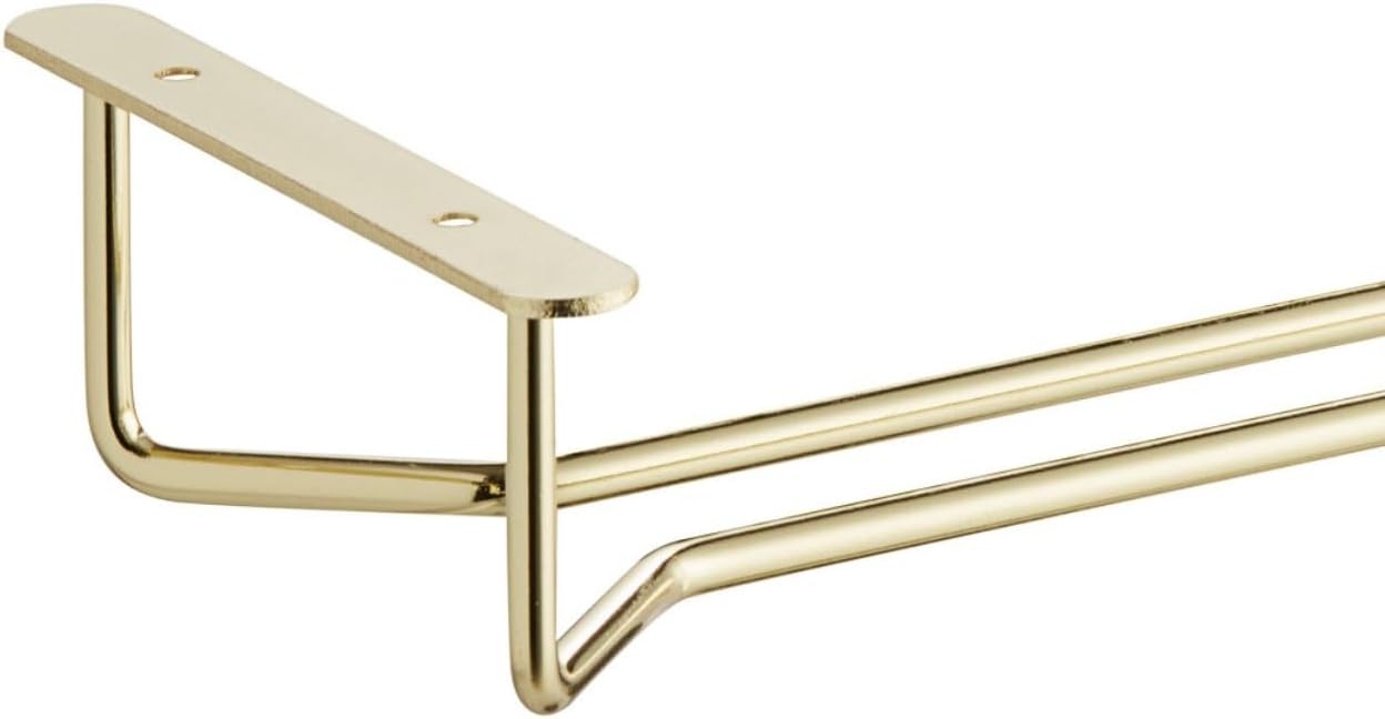 Soro Essentials- 16" Glass Hanging Stemware Rack Brass Plated Set of 2- Wine Glass Hangers Under Shelf Cabinet Wire Wine Holder Storage Hanger for Cabinet Kitchen Bar or Home