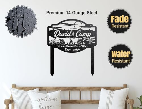 Custom Outdoor Large Campfire Last Name Sign Metal Stake