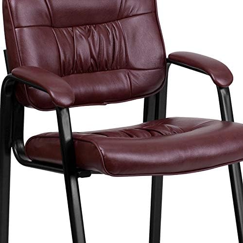 Flash Furniture Haeger LeatherSoft Tufted Executive Reception Chair with Padded Armrests, Upholstered Side Chair for Living Room or Office, Burgundy