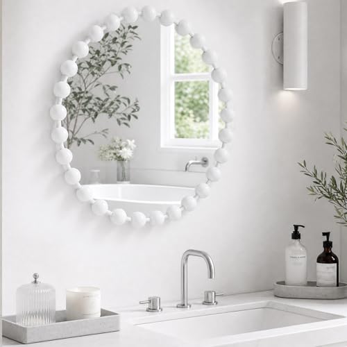 36 inch White Round Mirror