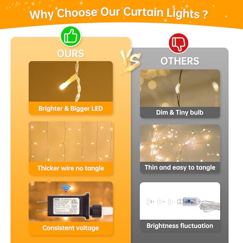 304 LED Curtain Lights Outdoor (9.8 Foot)